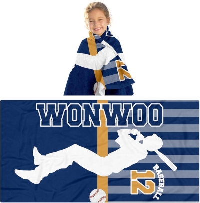 Personalized Quick-Dry Beach Towel - Custom Name Microfiber Towel 30x60 Inches For Pool, Bath, Travel (Red Hockey Theme)